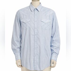 Vintage Ely Plains Pearl Snap Mens Shirt sz 18 Blue Western Rodeo Country Cowboy